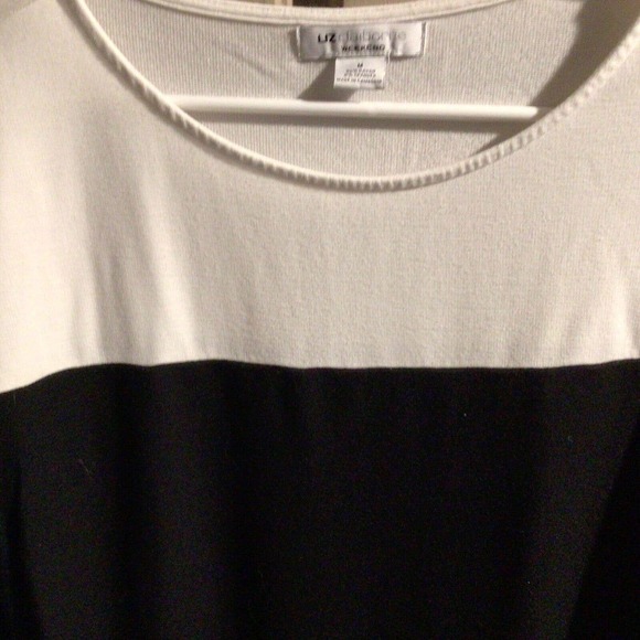 Liz Claiborne Top Women's SzM Blk/Wht Stretchy Nice Pre-Owned - Picture 5 of 7